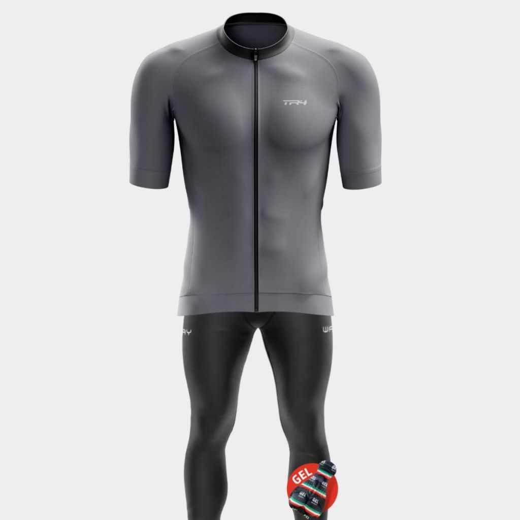 Conjunto Masculino Ciclismo Premium Camisa Zíper Total Calça Forro Gel Bike Mtb Speed