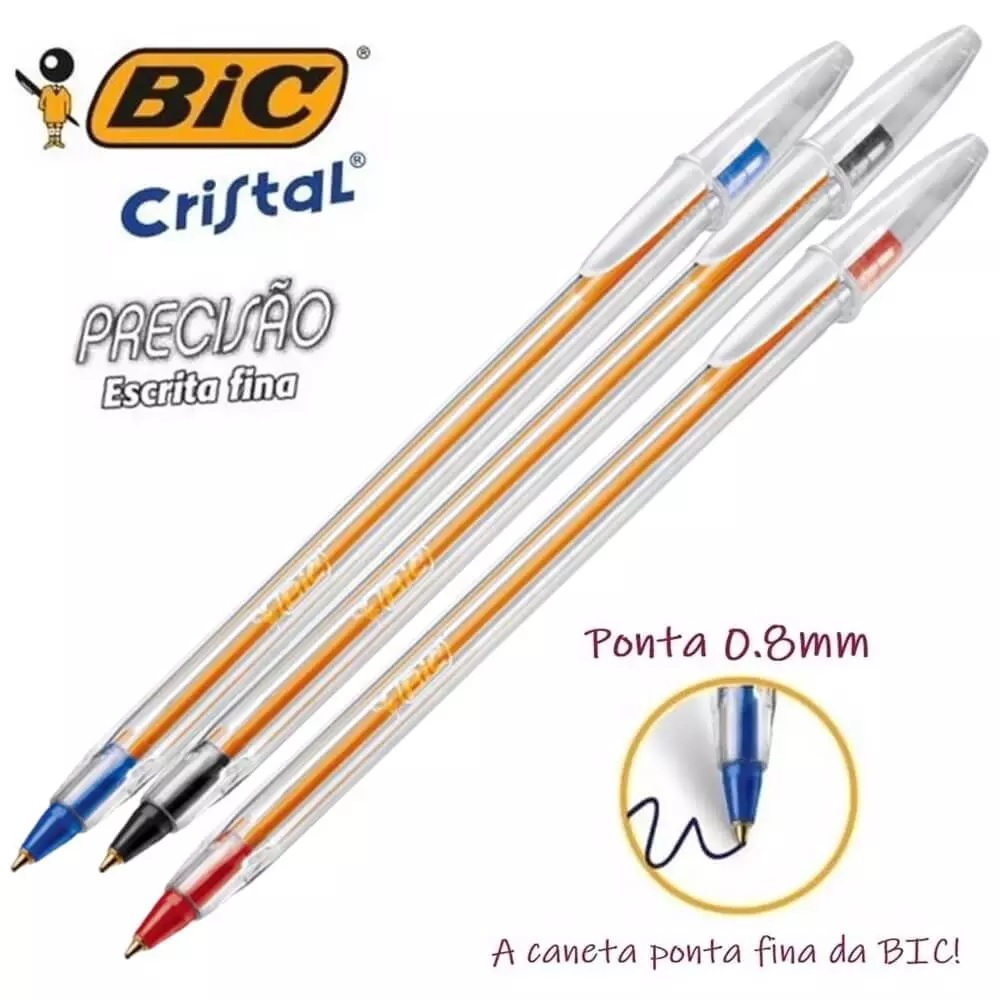 Kit 3 Canetas BIC Intensity - Ponta Fina 0.8mm (Cores Clássicas)