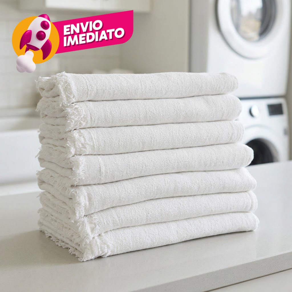 KIT Pano Chão Saco Alvejado Duplo Resistente Grande Algodão Branco Limpeza Em Geral C/ 5, 10 ou 20Un