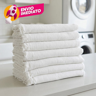 KIT Pano Chão Saco Alvejado Duplo Resistente Grande Algodão Branco Limpeza Em Geral C/ 5, 10 ou 20Un