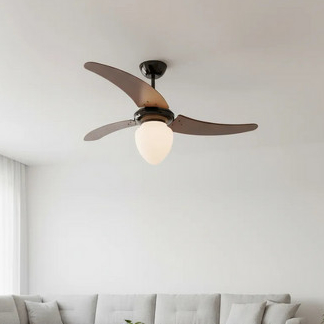 Ventilador Teto Tron Buzios Max Preto Com Pas Mogno 127V