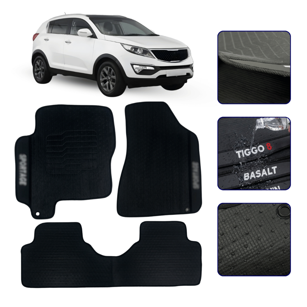 Jogo de Tapete Emborrachado Para Sportage 2011 2012 2013 2014 2015 Carro Kit 3 peças