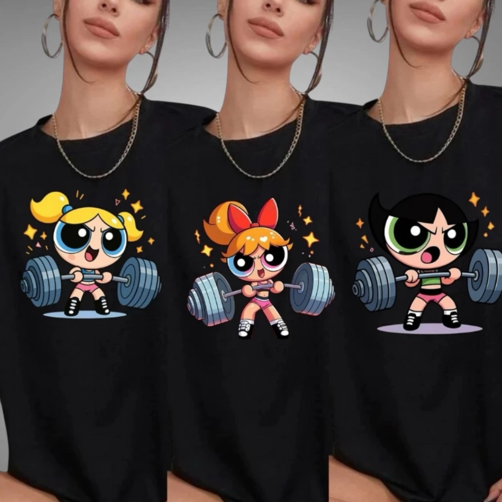 Camiseta Feminina Meninas Super Poderosas Look Treino Academia Fitness Confortável Algodão