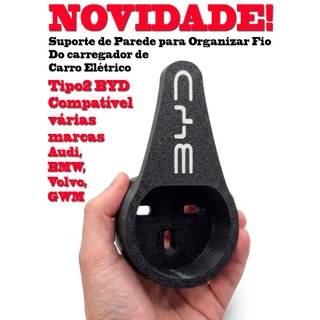 Suporte Parede Organizar Fio Carregador Carro Elétrico Universal Tipo2 BYD, Audi, BMW, Volvo, GWM e Outros.