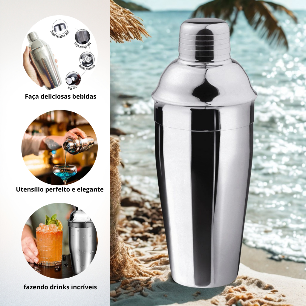 Coqueteleira Inox 500ml Para Drinks Profissional Bartender Bar Bebidas Achadinhos Bartender