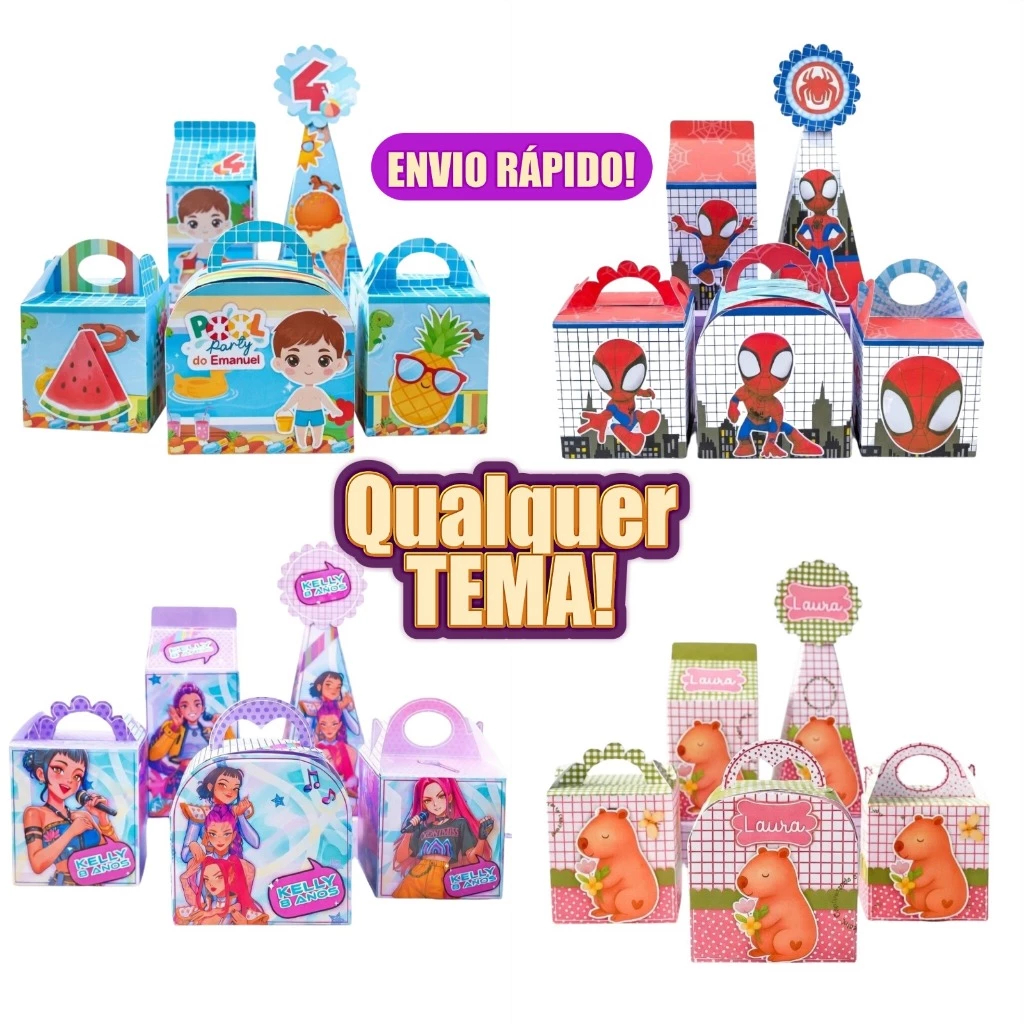Kit Personalizados Diversos (Escolha seu Tema no Chat) - Lembrancinha-Aniversário-Festa-Caixinhas