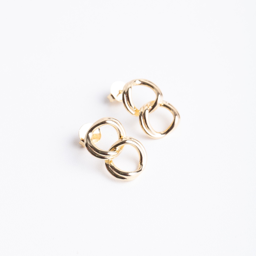 Brinco Elo Orgânico Banhado a Ouro 18k Feminino Semi Joias