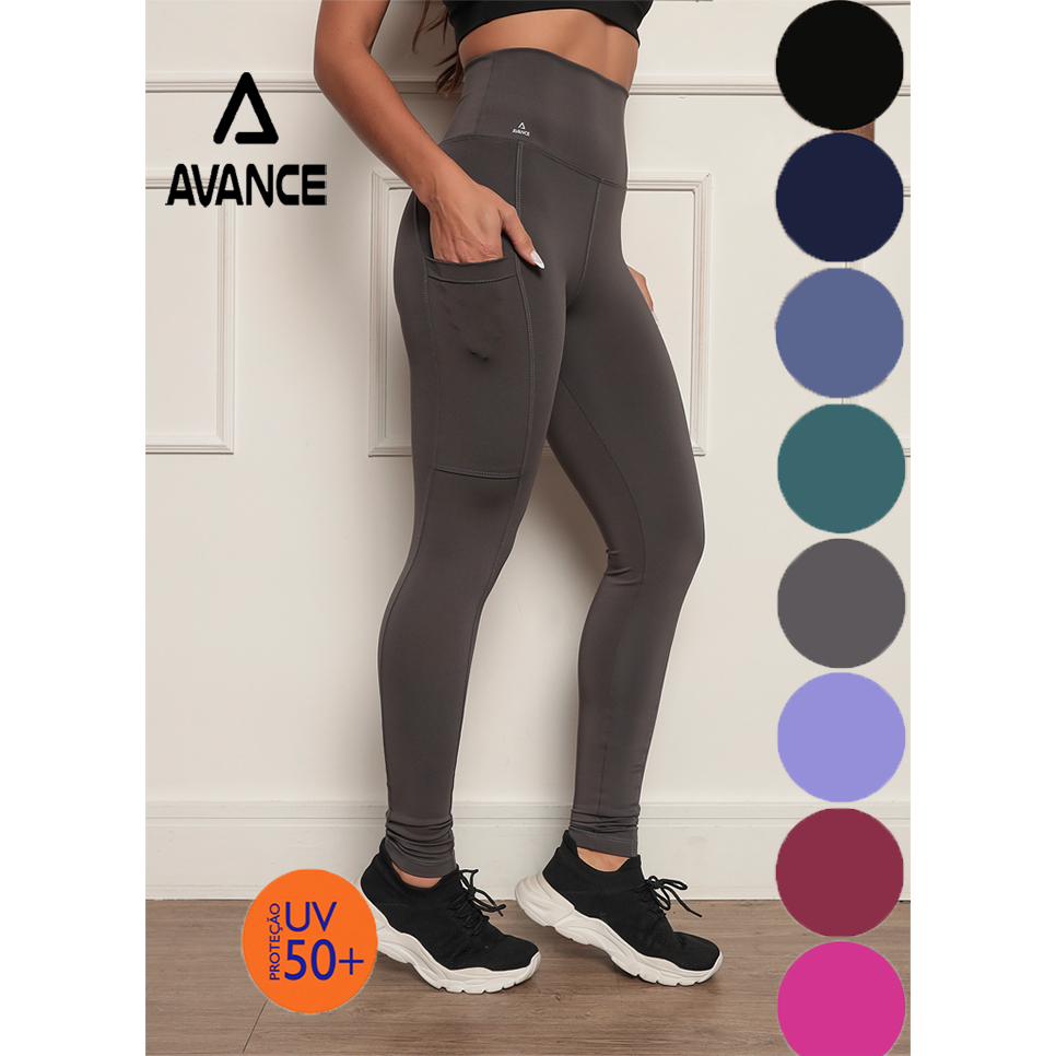 CALÇA LEGGING POLIAMIDA BOLSO CÓS ALTO, ZERO TRANSPARÊNCIA REF:025