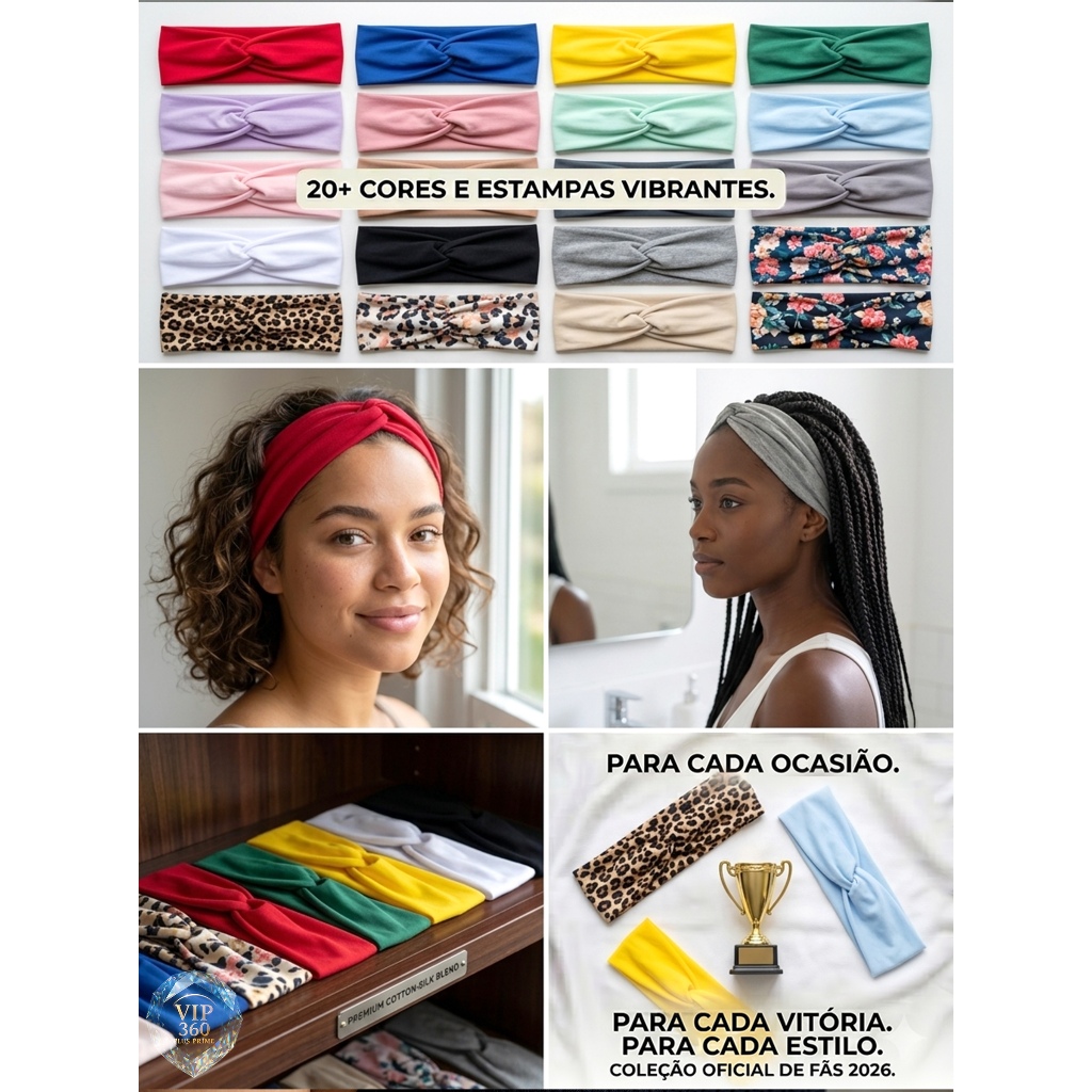 Faixa Turbante Feminina para Cabelo – Tiara de Tecido Confortável Moda Academia e Dia a Dia