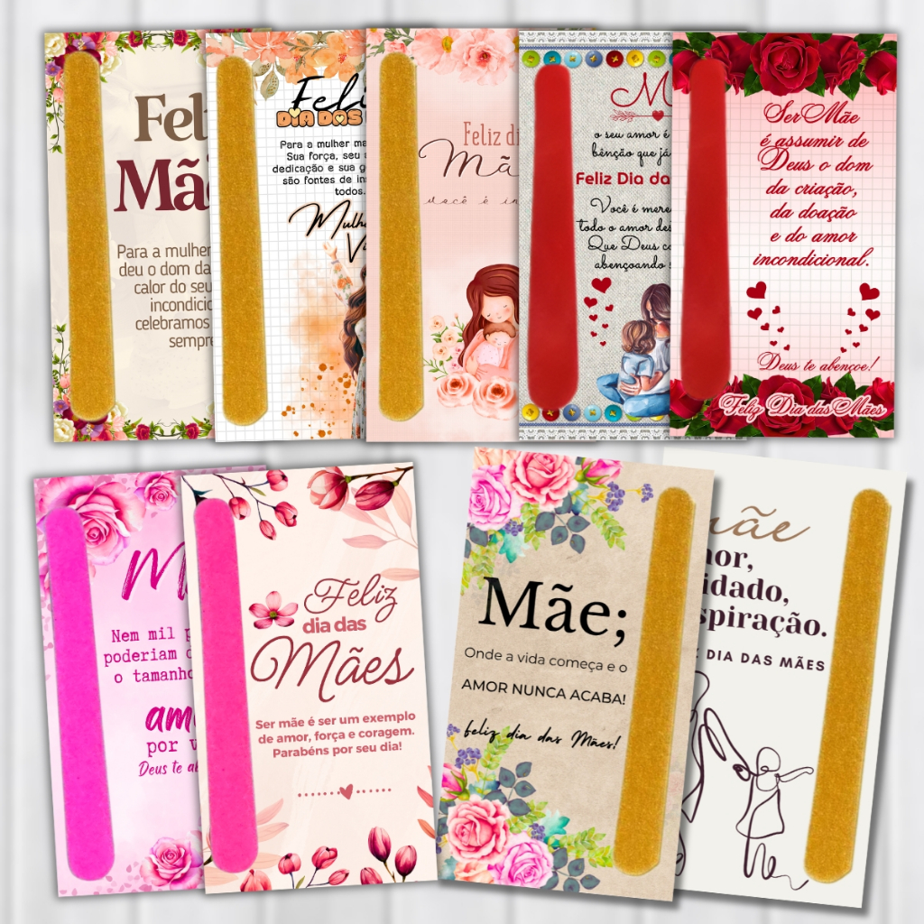20, 50 Ou 100 Lembrancinha Dia Das Mães Mini Lixa + Card 9x5 Cm - Mimo Cliente