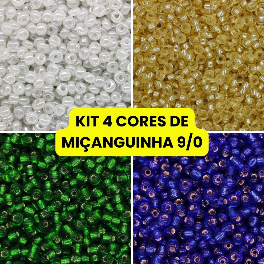 KIT 4 MIÇANGUINHAS 9/0 (2,6MM) BRASIL - COPA DO MUNDO - PARA BORDADOS DE CAMISETAS - 200Gr, APROXIMADAMENTE 16.000 PEÇAS