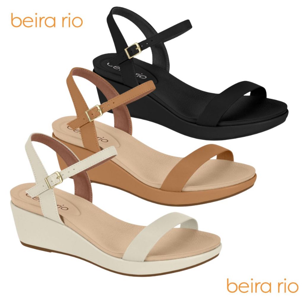 Sandalia Feminina Beira Rio Anabela Bloco Macia Confortavel Leve Ref: 8381.521