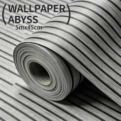 Papel de Parede Ripado Cinza Claro Autoadesivo 5m Impermeável Lavável Decoração Envelopamento de Móveis