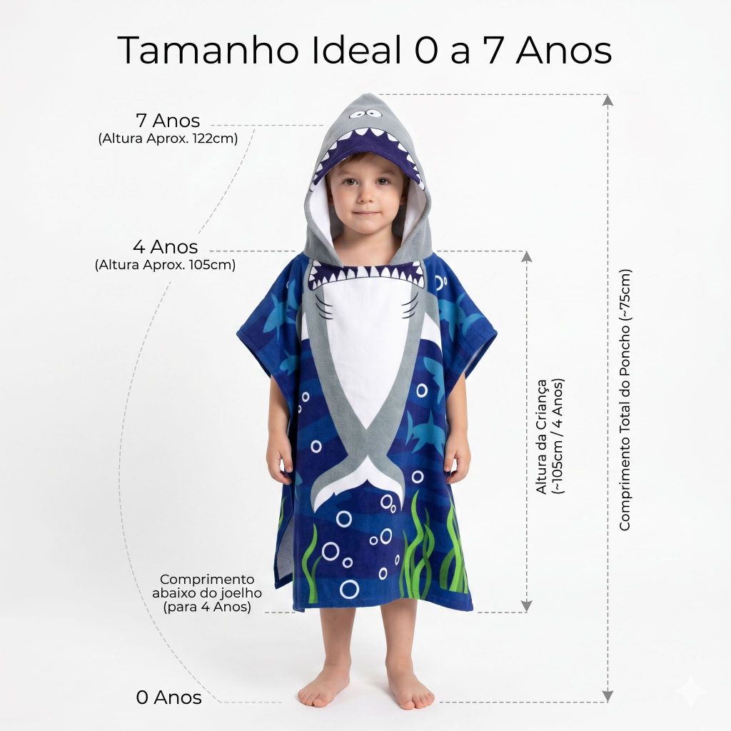 Toalha Infantil com Capuz Orelhinha 100% Algodão | Roupão Bebê Criança Macio Absorvente 0 a 7 Anos