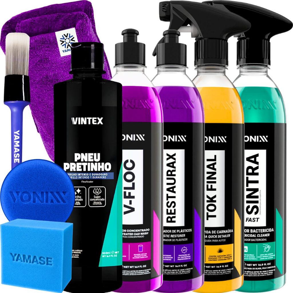 Kit Limpeza Restauração Vonixx V-floc Tok Final Sintra Fast Restaurax Pneu Pretinho apc Vonixx