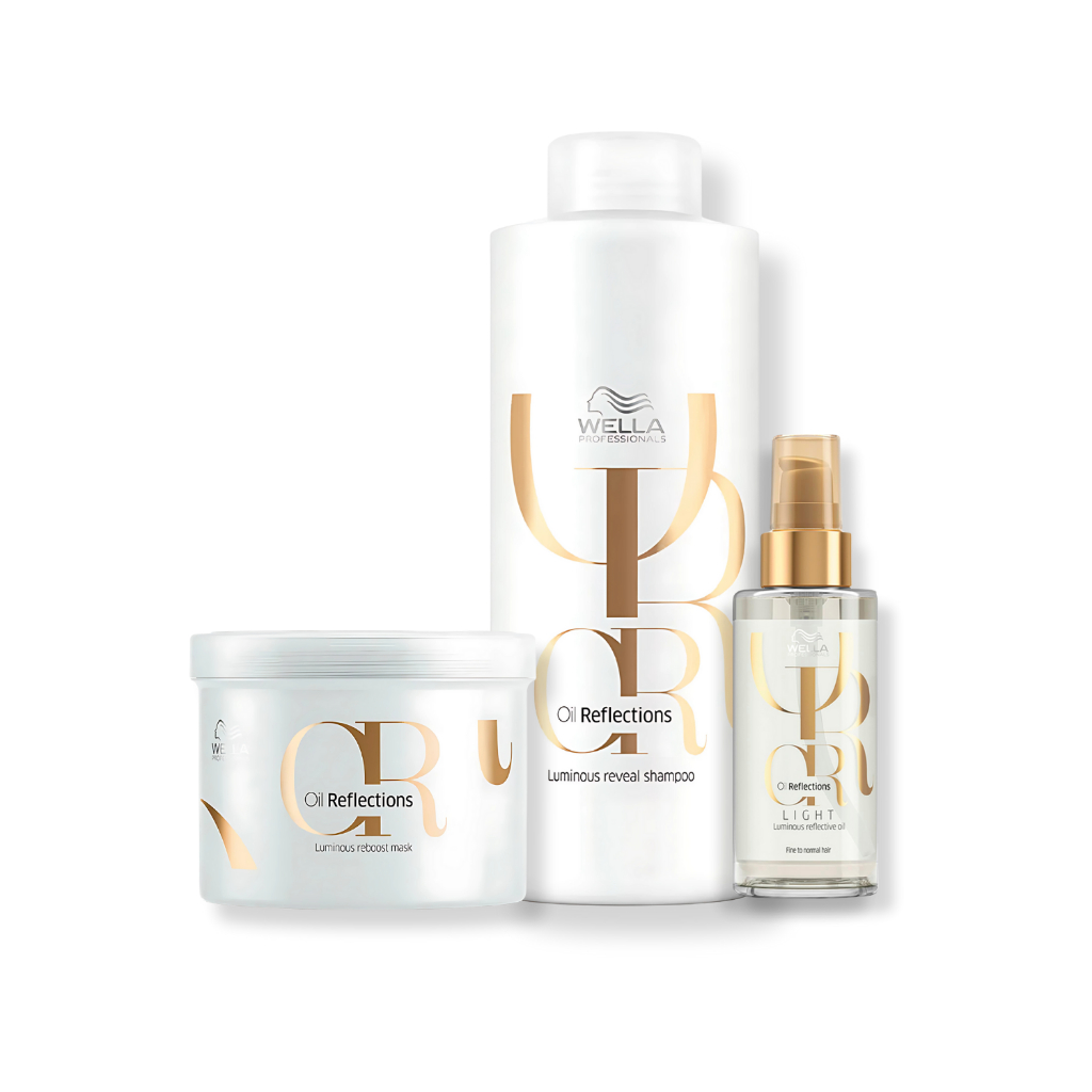 Wella Professionals Oil Reflections - Shampoo 1L + Máscara Capilar 500ml + Óleo Capilar Light 100ml