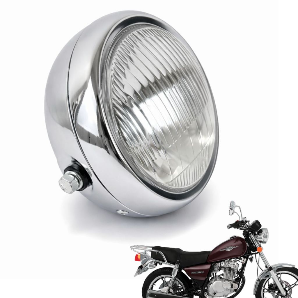 Farol CROMADO Intruder 125 06 A 10 P/ Lâmpada H4 Adaptavel CUSTOM CAFE RACER BOBBER SCRAMBLER