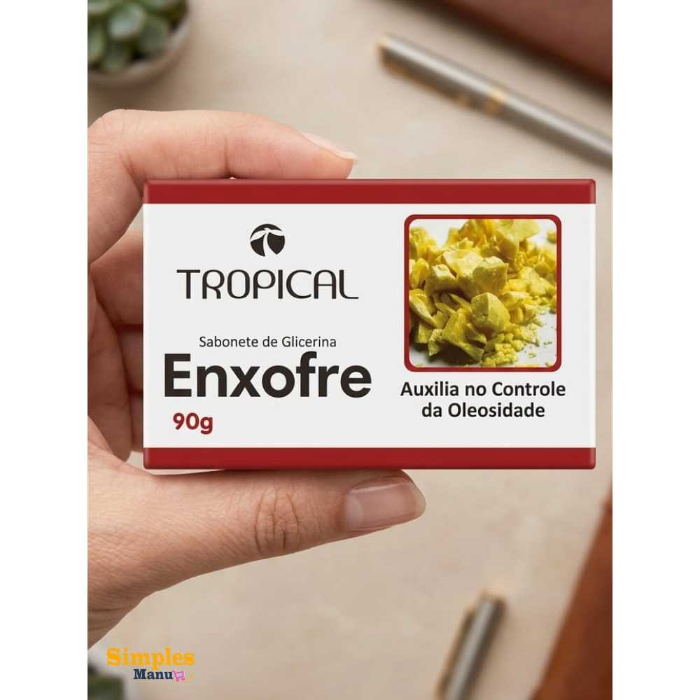 Sabonete Seca Espinhas de Enxofre Tropical Antiacne Controla Oleosidade, Cravos | Limpeza Profunda Facial 90g