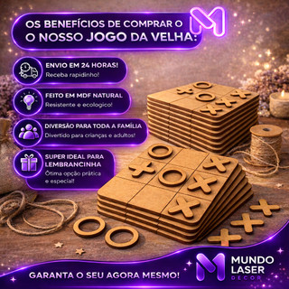 Kits Jogos da Velha MDF 3mm Tabuleiro 10cm Presentes Lembrancinhas Festa
