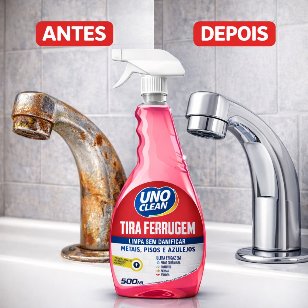 Tira Ferrugem Uno Clean 500Ml Removedor Ferrugem Metais Inox Azulejos Rejunte Pisos Oxidacao