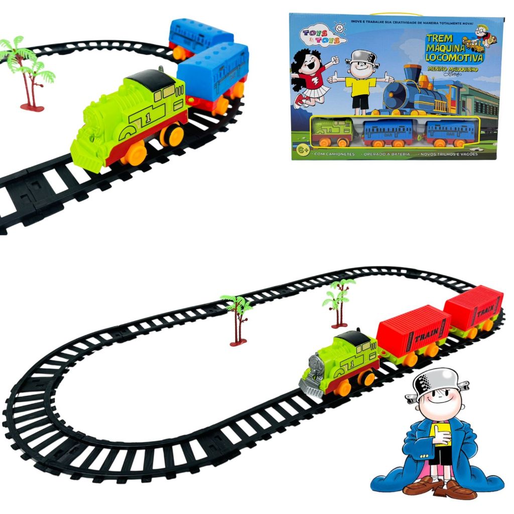 Brinquedo Trem Ferrorama Menino Maluquinho Trenzinho Com 17 Peças Diversão Para Crianças Em Casa