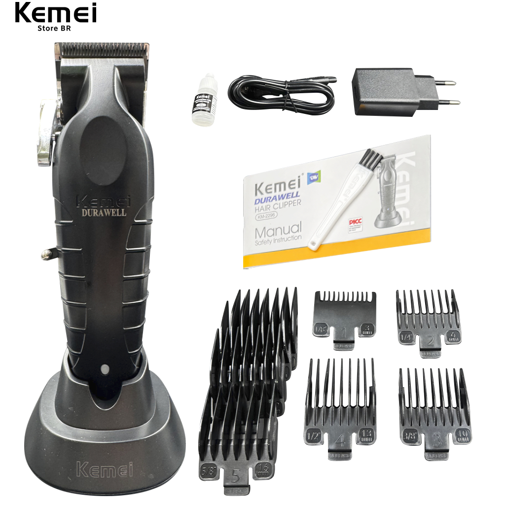 Máquina de cortar cabelo Profissional Kemei 2296 Bivolt 110v -220v Sem Fio USB Portátil Hair Clipper
