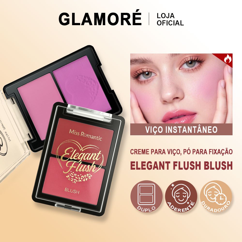 Duo de Blush Miss Romantic Alta Pigmentação Matte e Cintilante 4 Opções