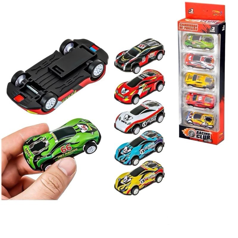 KIT 6 Carrinhos Ferro Fricção Coleção Caixa Presente Estilo Relâmpago, Brinquedos racing Carro Radical