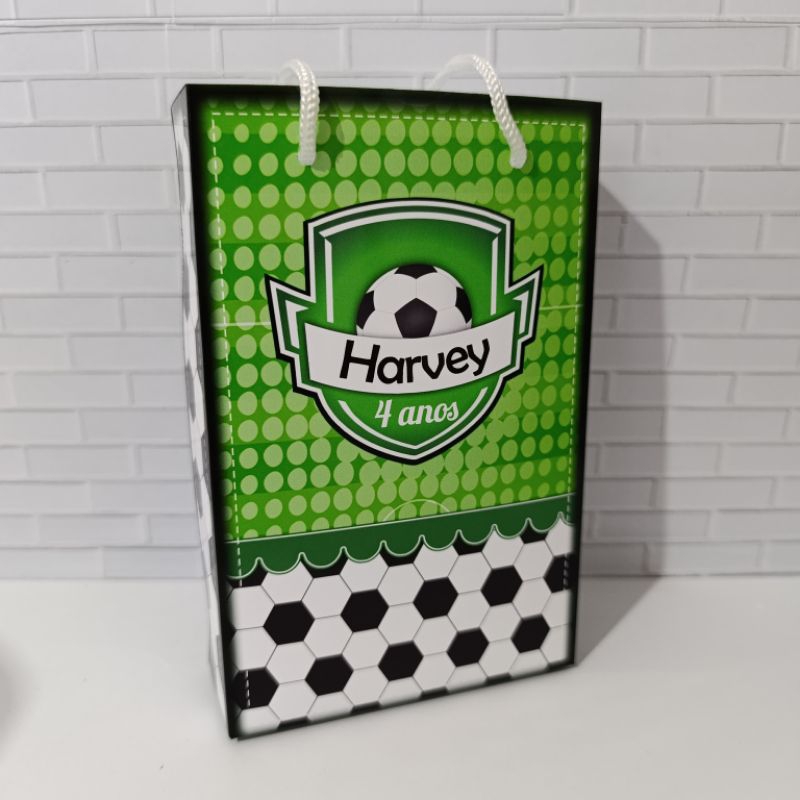 Sacolinha Futebol Personalizada | Lembrancinha Festa infantil Menino | Pegue e Monte | Kit 10 15 20 25 30 Unidades
