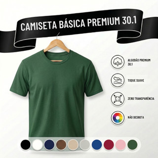 Camiseta Masculina Algodão Camisa Verde Escuro Masculinas Slim Básicas Gola Redonda Tribo