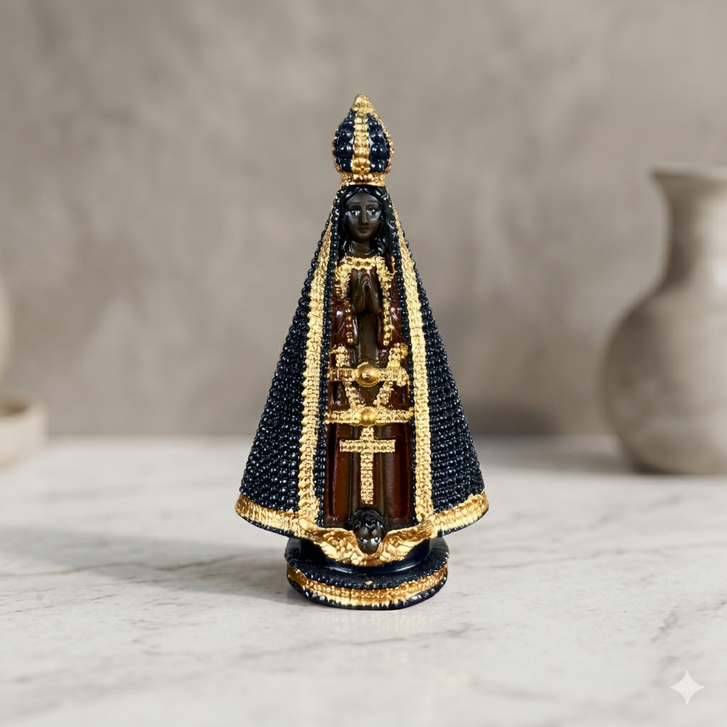 Nossa Senhora Aparecida 14cm Estátua Católica Decoração Altar Presente Fé Proteção Lar Imagem Religiosa Santo de Resina
