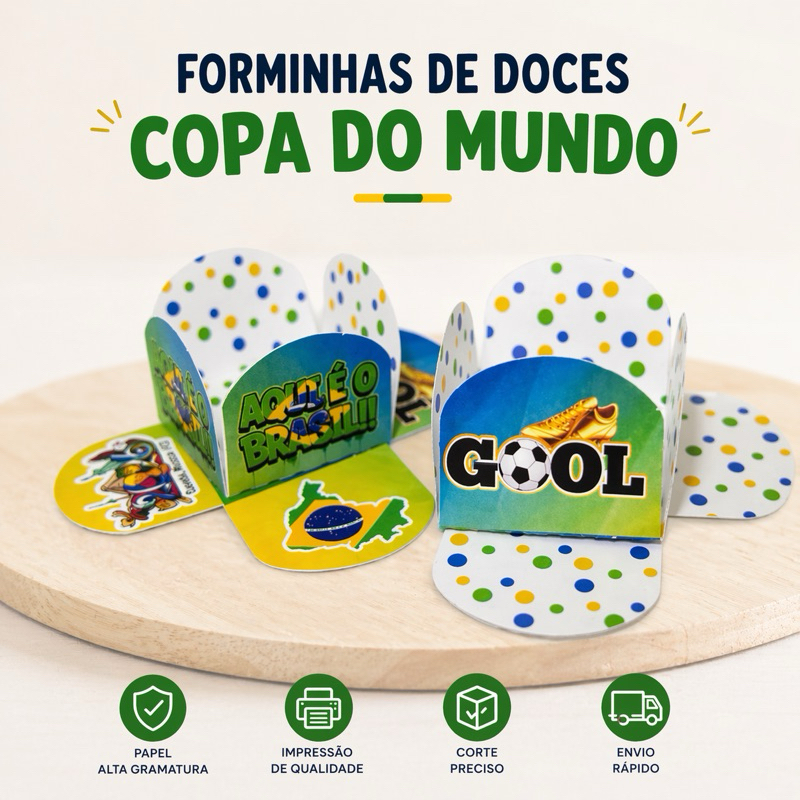 Forminhas para Doces Copa do Mundo 2026 Brasil Personalizadas Porta Doces Lembrancinha Luxo