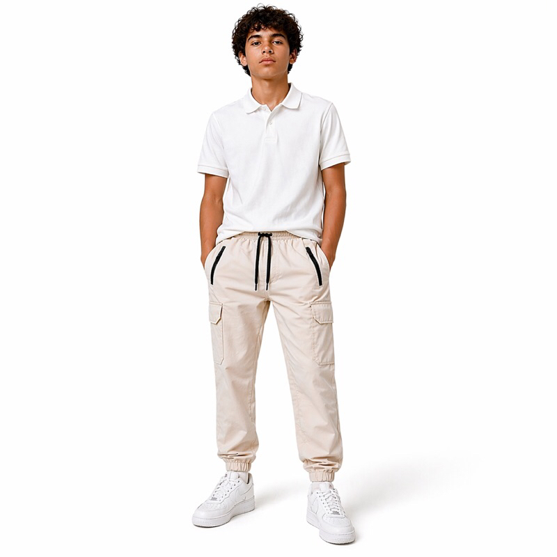 Calça Jogger Cargo Juvenil Menino 8 a 16 Anos Cós Elástico com Cordão Confortável