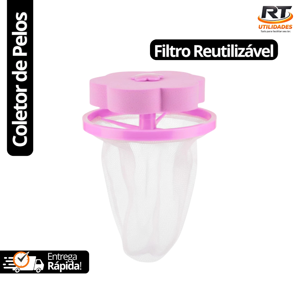 Filtro Coletor de Pelos e Fiapos Para Máquina de Lavar Roupa - Coletor Flutuante Reutilizável