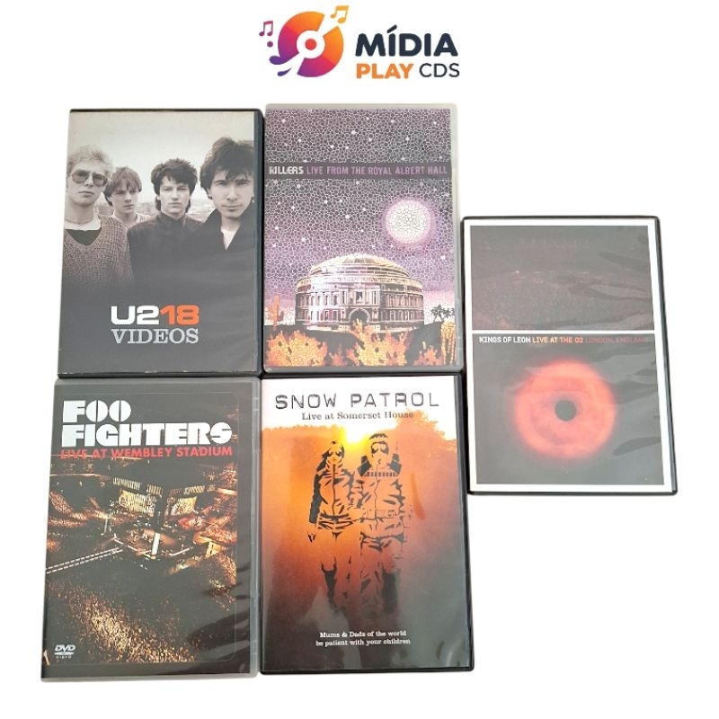 COMBO DVDs x05 Bandas Internacionais - Foo Fighters, The Killers (CD + DVD), Kings Of Leon, U2 + Snow Patrol - USADOS