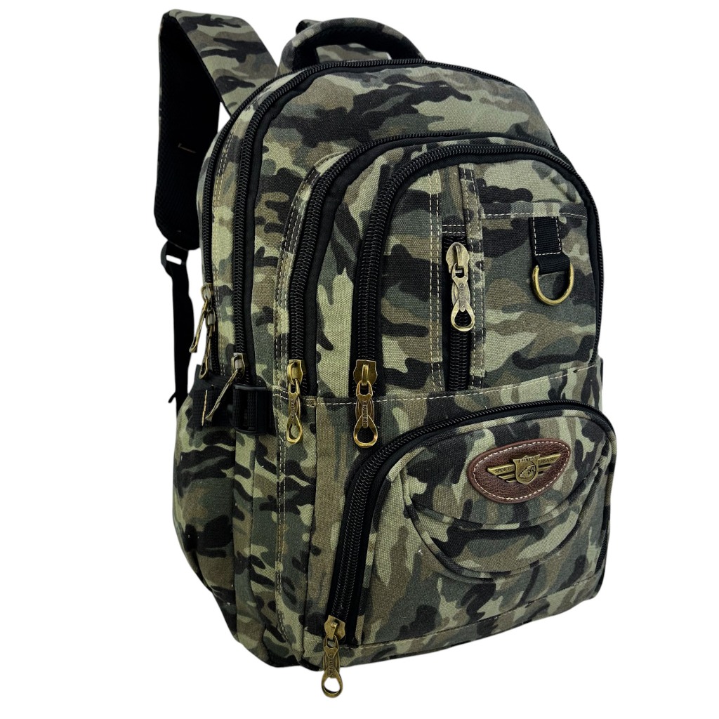 Mochila Bolsa Camuflada Em Lona Reforçada Resistente Uso Diário Escolar Trabalho Viagem Trilha Masculina Feminina