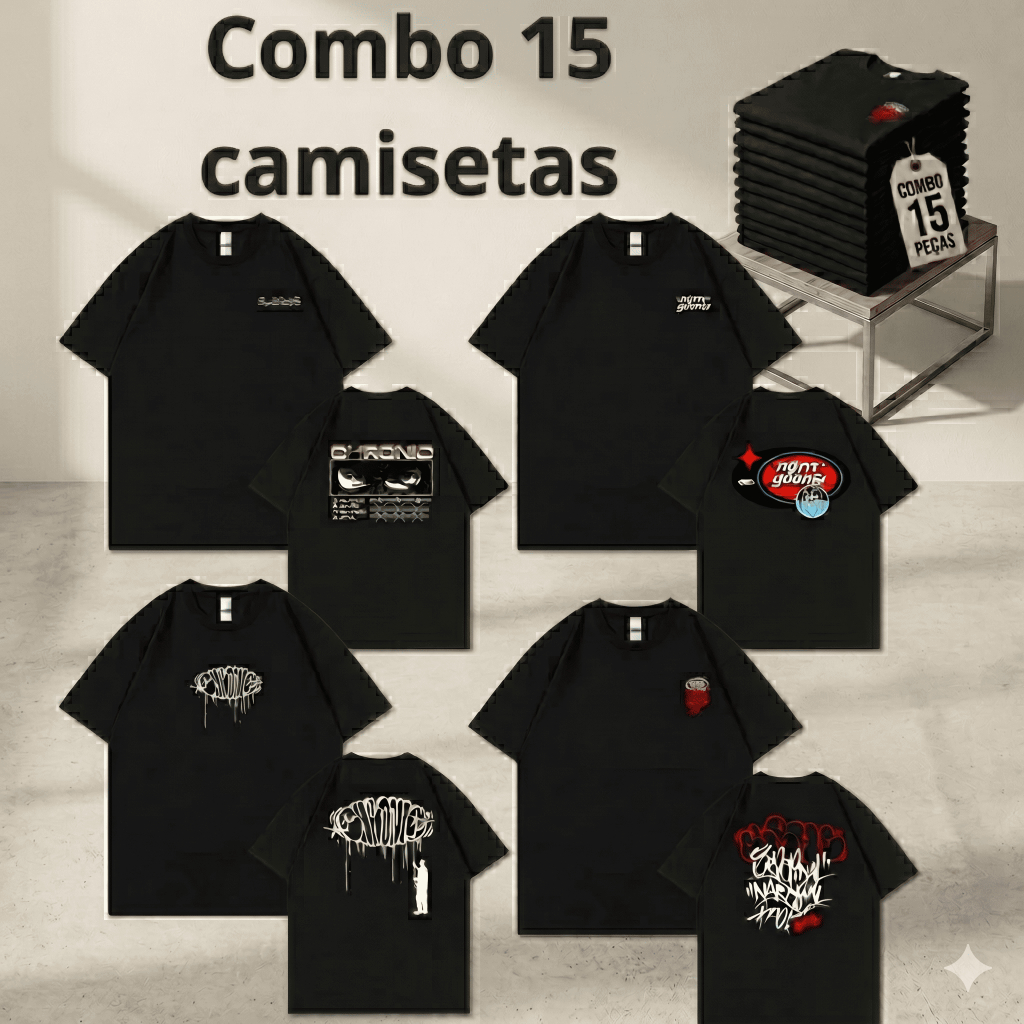 Kit 15 Camisetas Chronic 420 Atacado 100% Algodão Streetwear Estampas Mistas