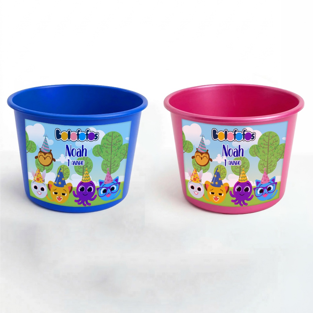 Balde de Pipoca Bolofofos Personalizado 1,5L Baldinho Bolo fofo Lembrancinha Festa Aniversário