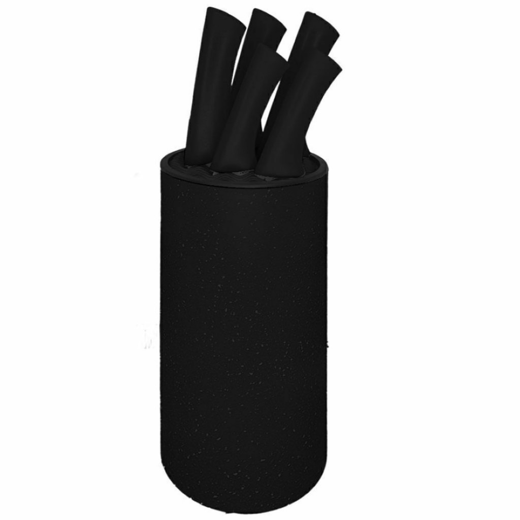 Conjunto de Facas com Cepo Preto 6 Peças Wincy