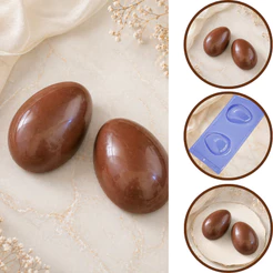 1~4 Forma Profissional Ovo De Páscoa Liso C/Silicone Casca Fina Para 350g P207 Porto (CHOCO)