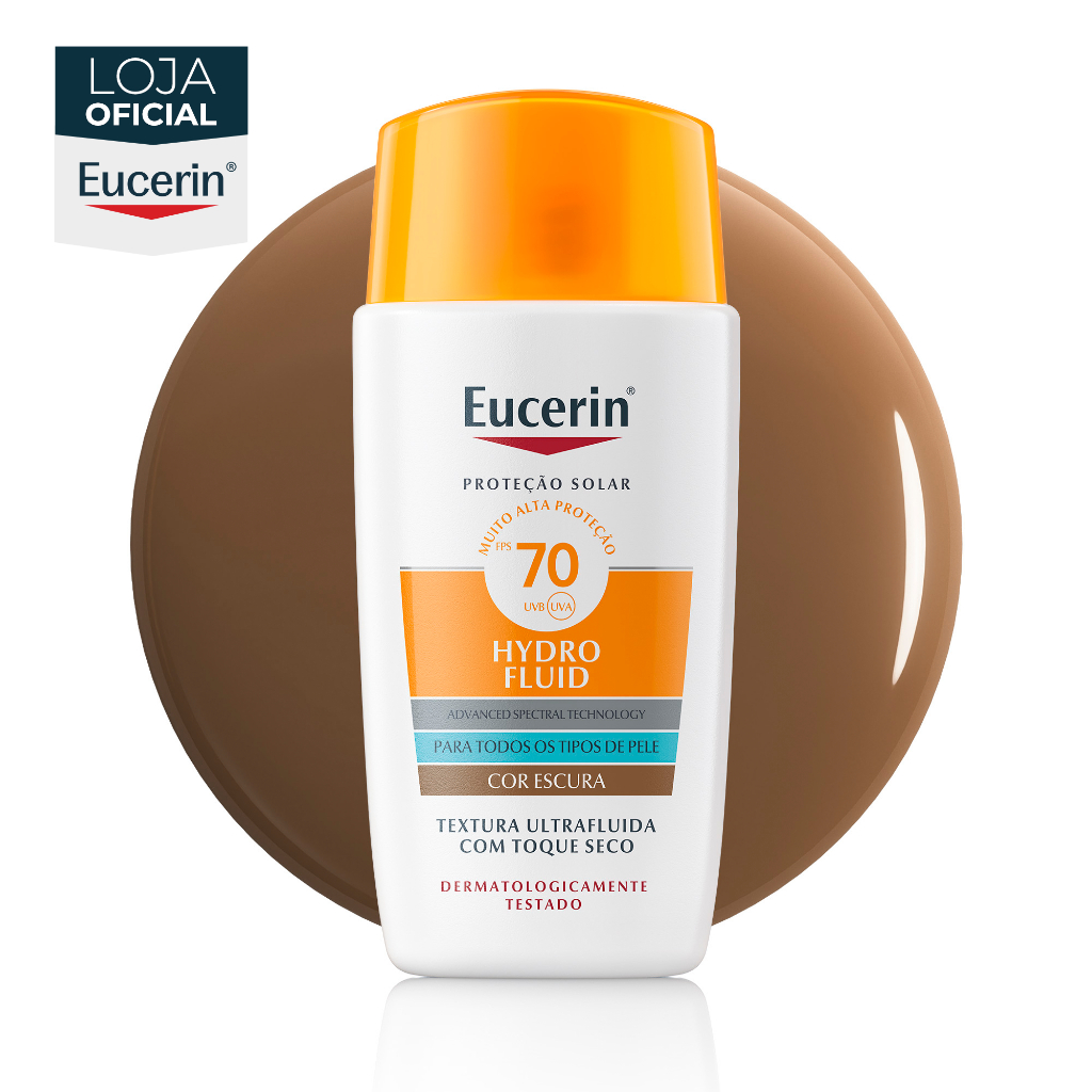 Protetor Solar Facial Eucerin Hydro Fluid Cor Escura FPS 70 50ml