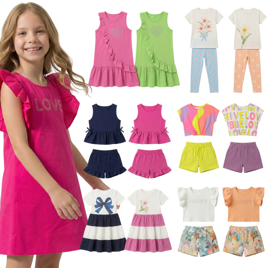 Conjunto Infantil Menina Feminino Tecido Leve Premium Confortável