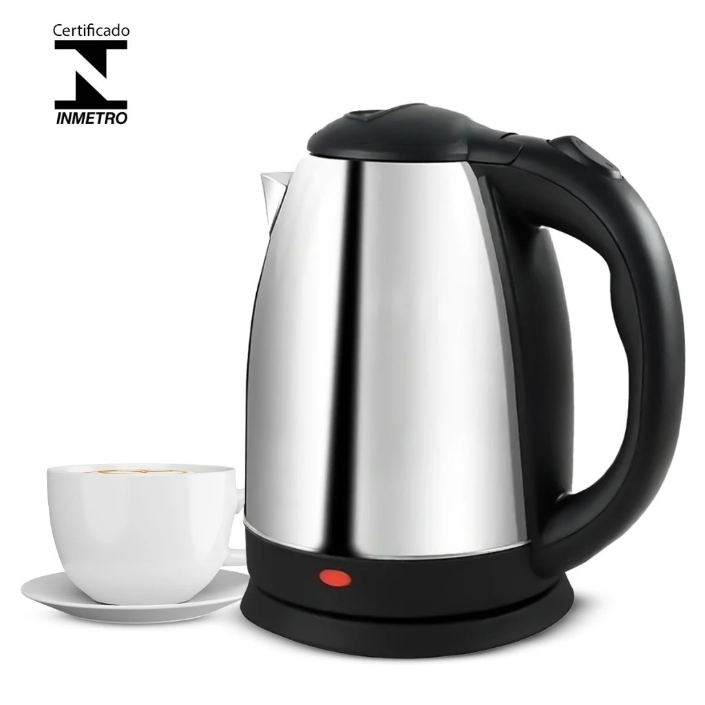 Chaleira Elétrica Térmica Inox 1,8L com Tampa Bule Moderno Resistente Cozinha Prática Rápida Segura