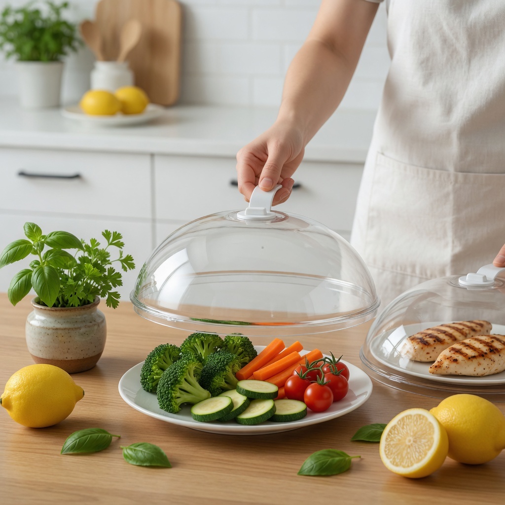 Tampa Protetora De Microondas Transparente Anti-Sujeira com Válvula Para Alimentos