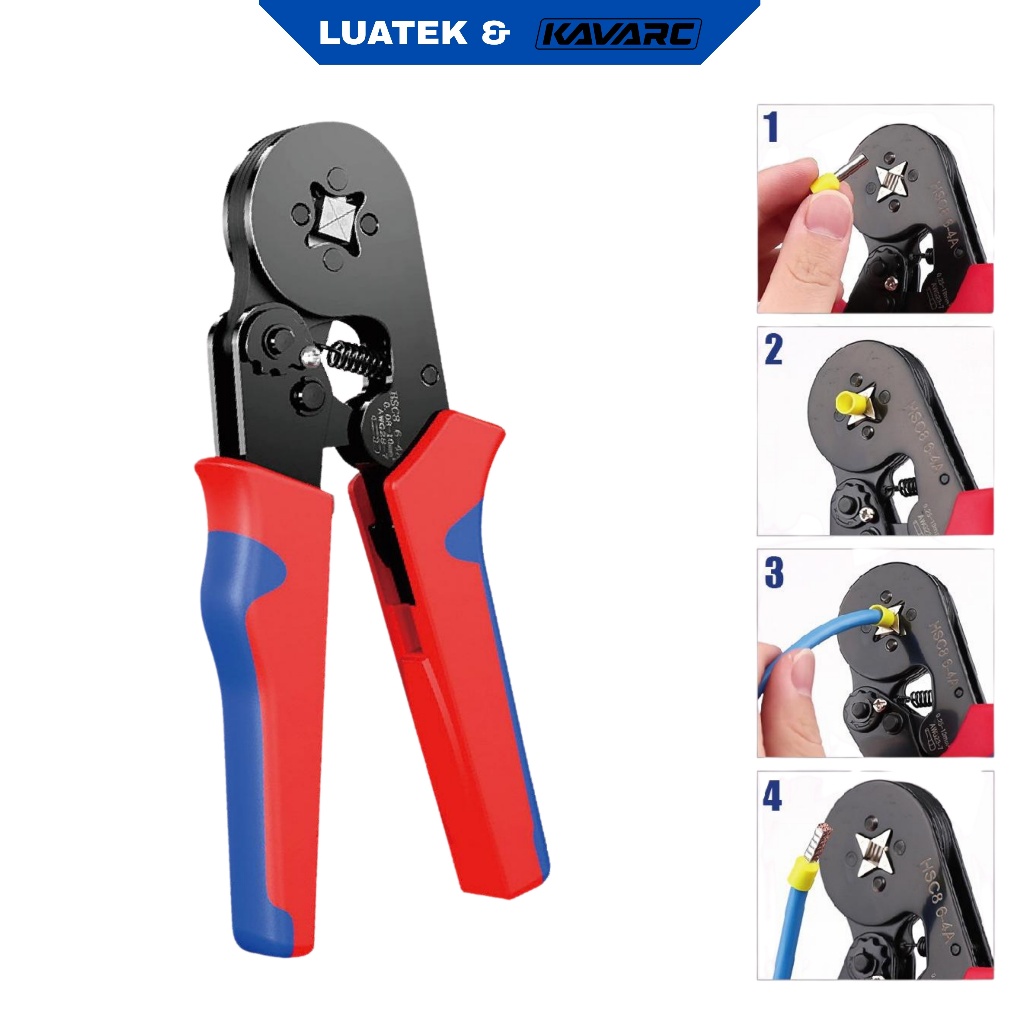 Alicate Crimpar Para cabo Terminais Ilhós 0,25 Até 10mm² Crimpador Catraca Ajustável de Segurança