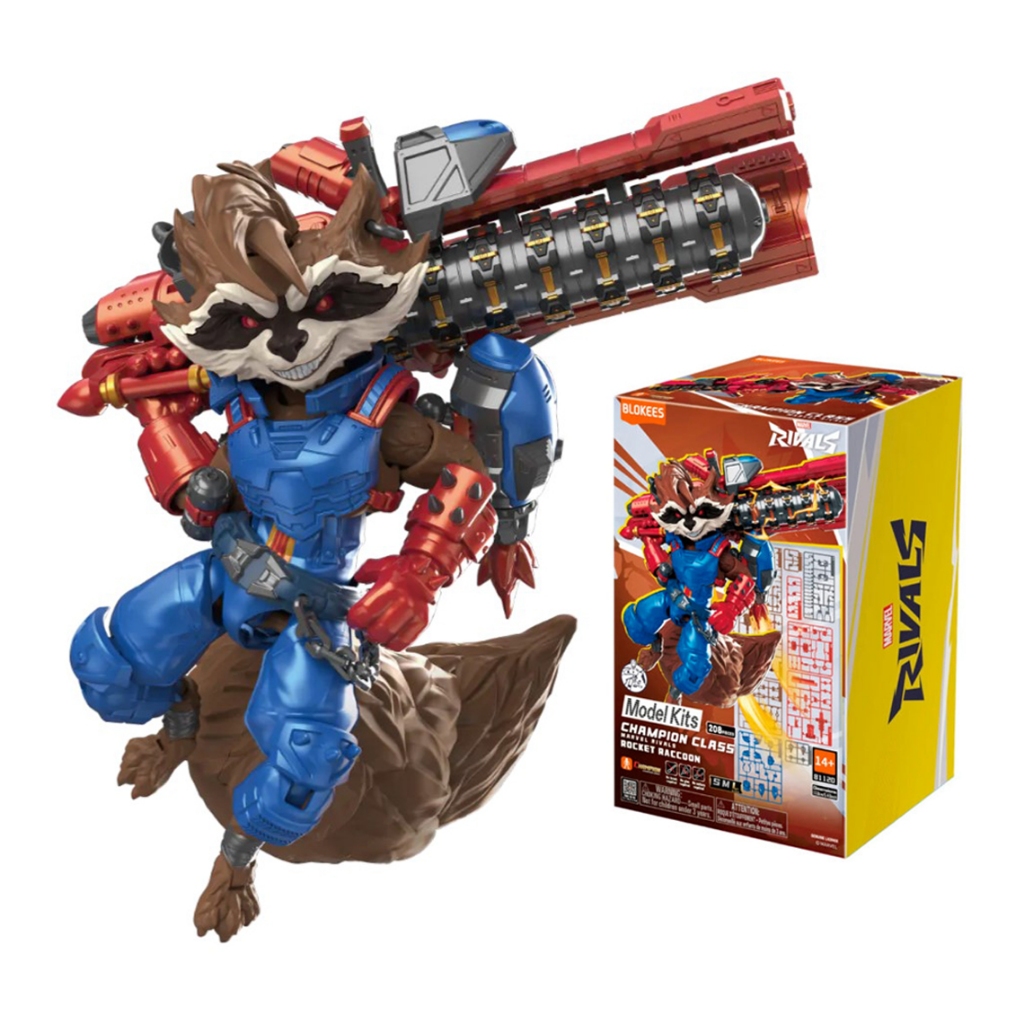 Boneco Blokees Rocket Raccoon Action Figure Marvel Rivals Champion Class Model Kit Figura Montável