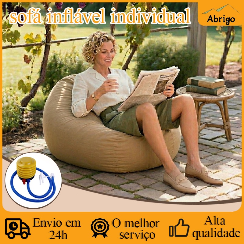 Sofá inflável de Veludo, Sofá Inflável Portátil com Bomba de Ar, Adequado Para Camping, Praia e Uso ao Ar Livre
