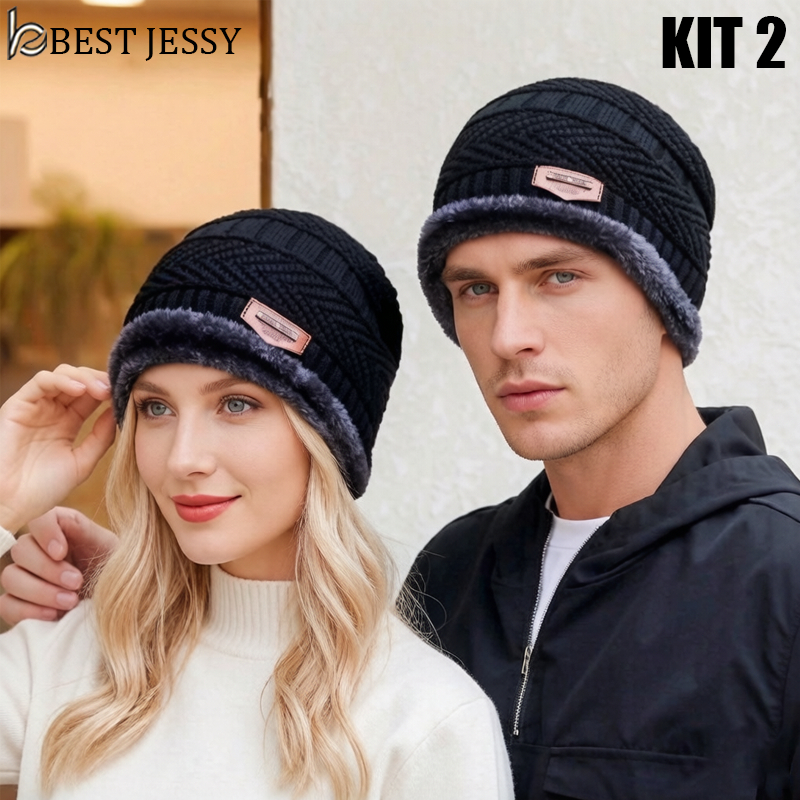 Kit 2 Touca peluda de Inverno Para Feminina Masculino Lã Unissex Adulto cor aleatoria