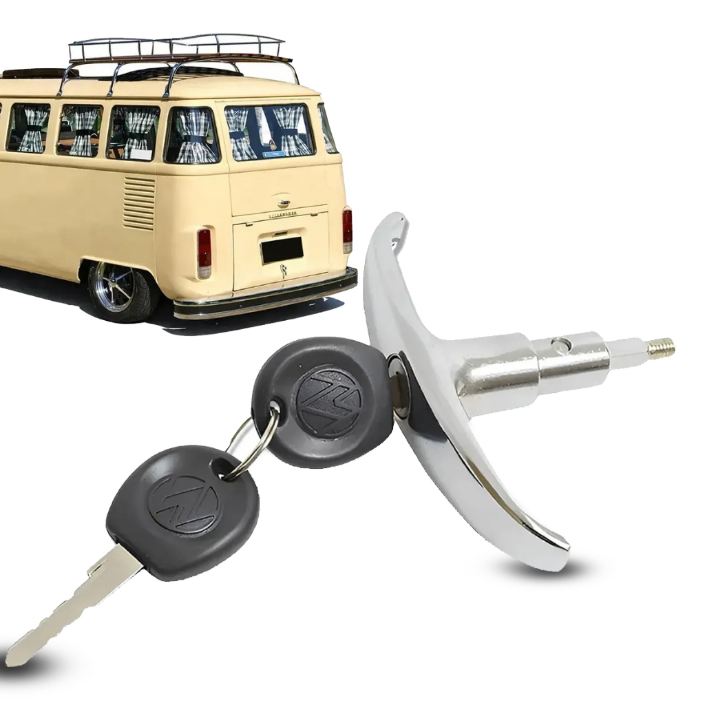 Maçaneta Cromada Kombi 1957 a 2013 Externa Porta Malas Com Chaves