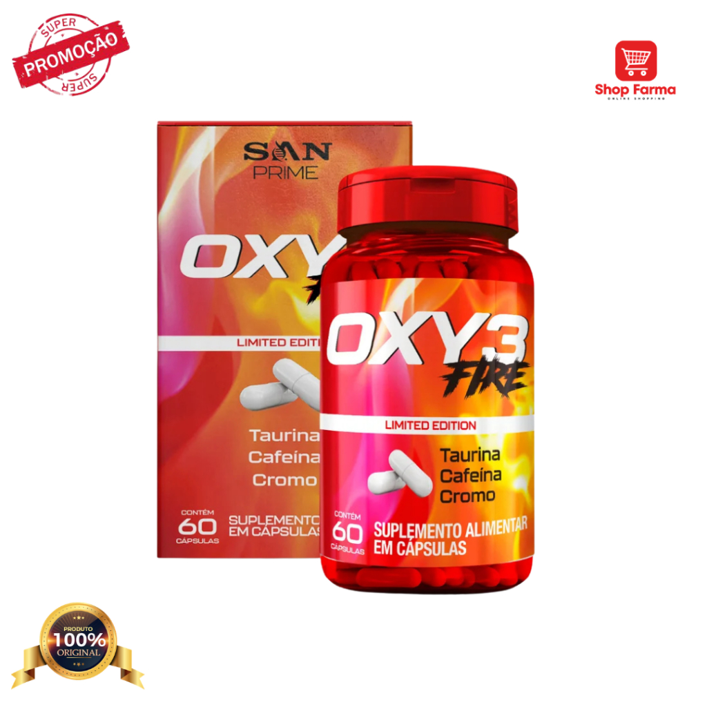 Oxy 3 Fire Termogênico 60 cp  queima de gordura quanto no desempenho físico